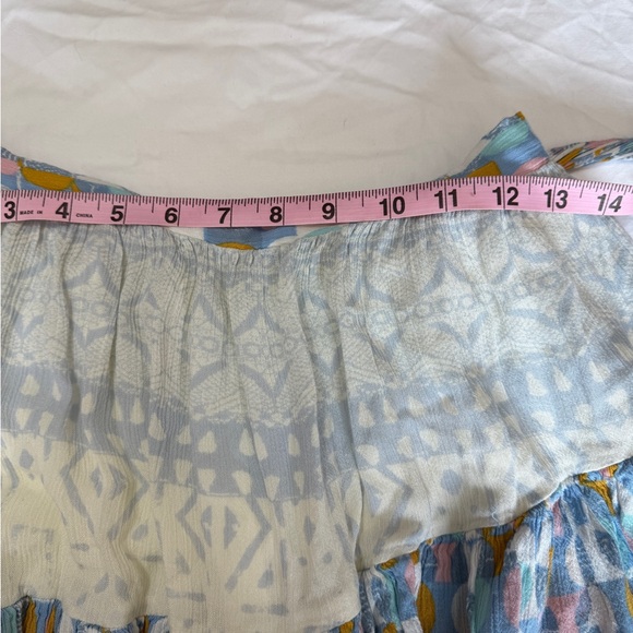 Free People Printed Ruffle Mini Skirt Smocked Waist Boho Festival Skirt Size S - Picture 6 of 6